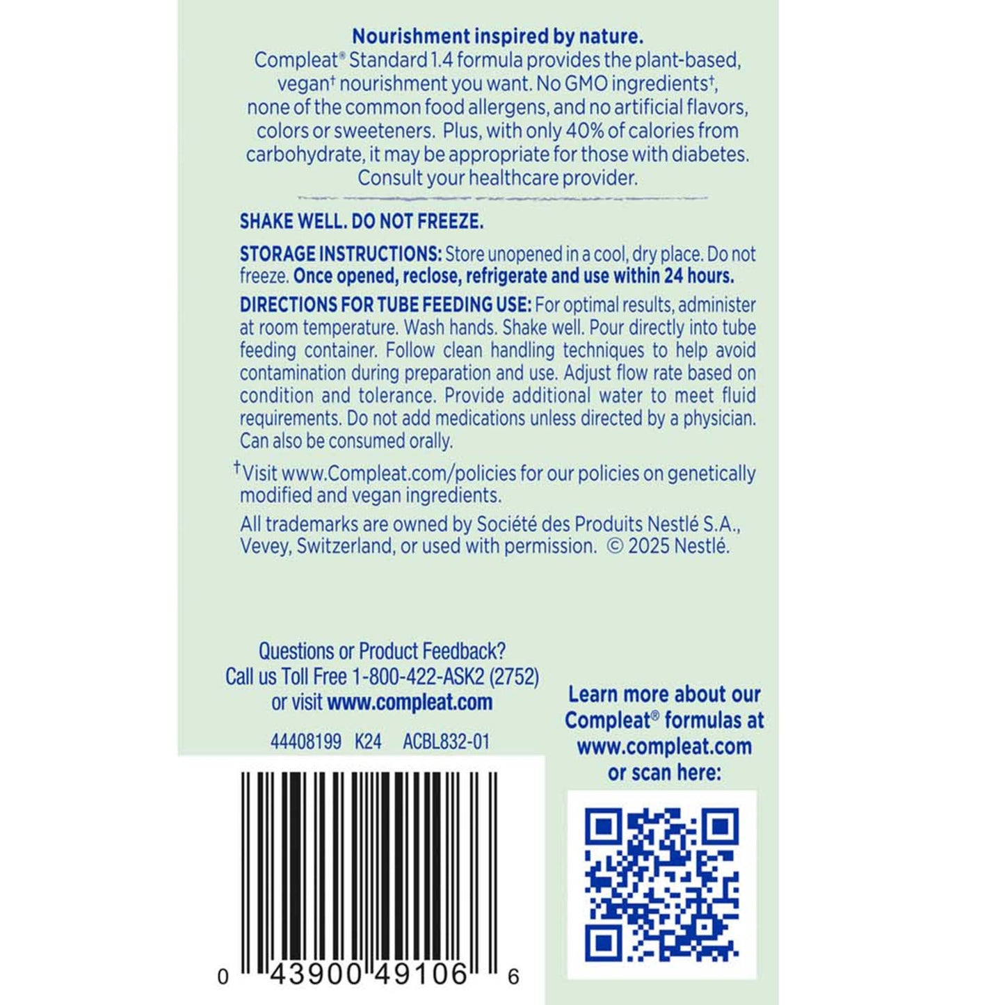 COMPLEAT, STD 1.4 CALORIE VANILLA CARTON 250ML (24/CS)
