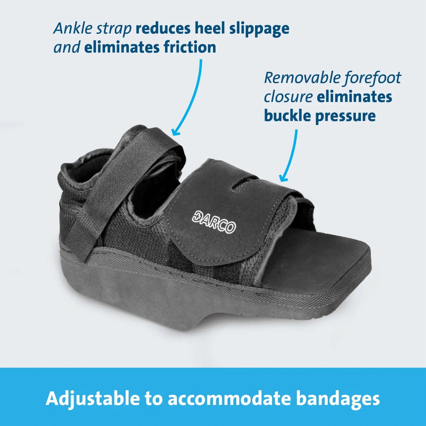 SHOE, ORTHO WEDGE W/SQ TOE BLKUNISEX XLG (36/CS)