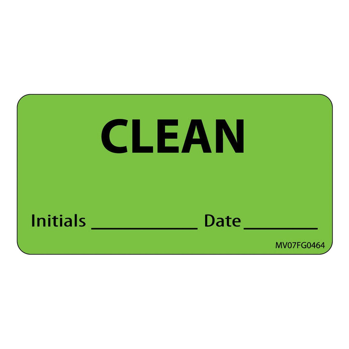 LABEL, CLEAN INITIALS DATE 1" GRN 2 15/16"X1 1/2" (333/RL)
