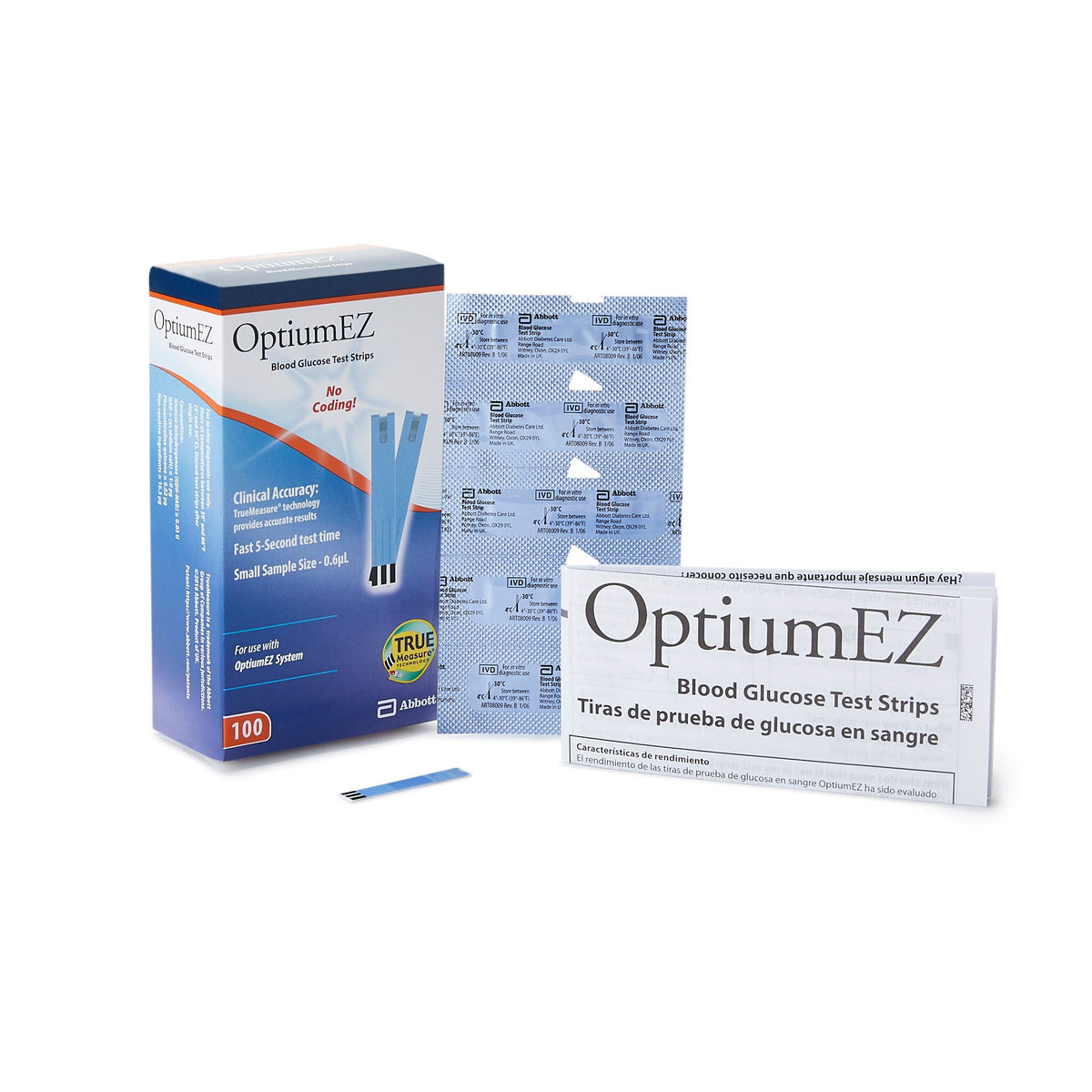 TEST STRIP, BLD GLUC OPTIUM EZ(100/BX 6BX/CS)