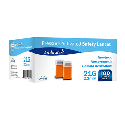 LANCET, SAFETY EMBRACE 21G (100/BX 10BX/CS)
