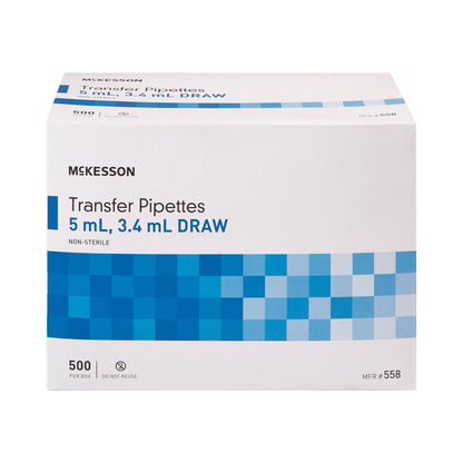 PIPETTE, TRANS 3.4ML DRAW 5ML (500/BX 10BX/CS)