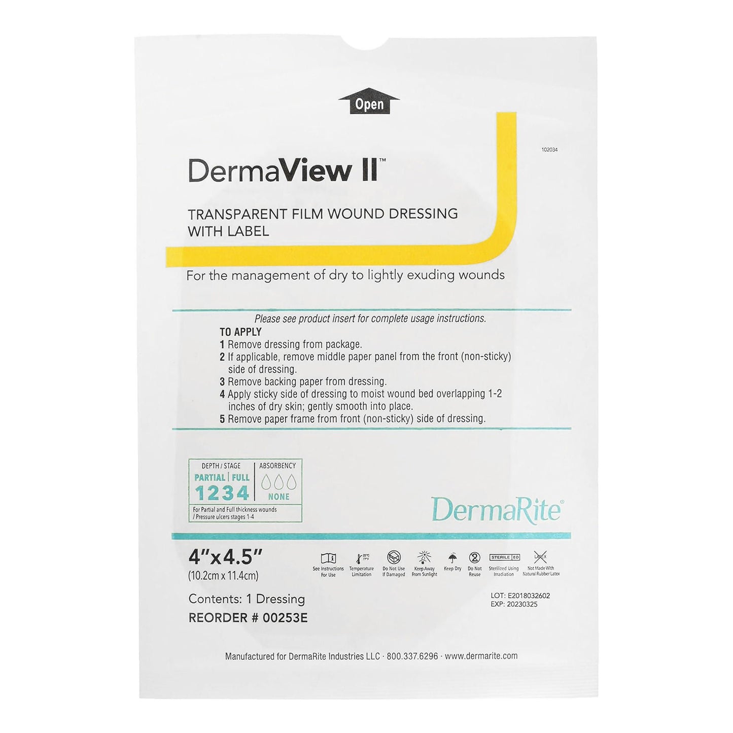 DRESSING, DERMAVIEW II 4"X5" (50/BX)