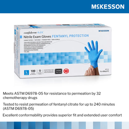 GLOVE, EXAM NITRL P/F LG N/S CHEMO 6.8C (100/BX 10BXCS)