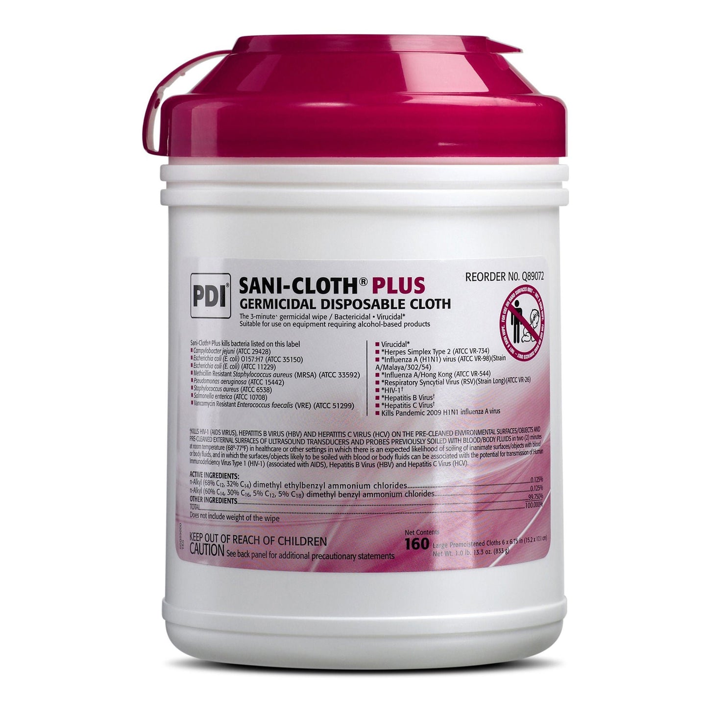 WIPE, SANICLOTH PLUS GERMICIDAL LG (GSA) (160/BX 12BX/CS)