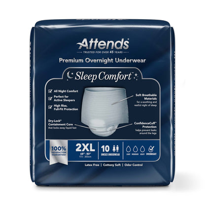 UNDERWEAR, INCONT SLEEP CMFRT PREM OVRNGHT 2XLG (10/BG 4BG/C