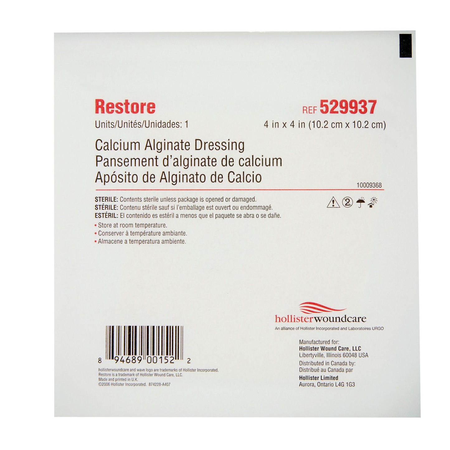 DRESSING, WND CAL ALGIN STR 4X4 (10/BX)