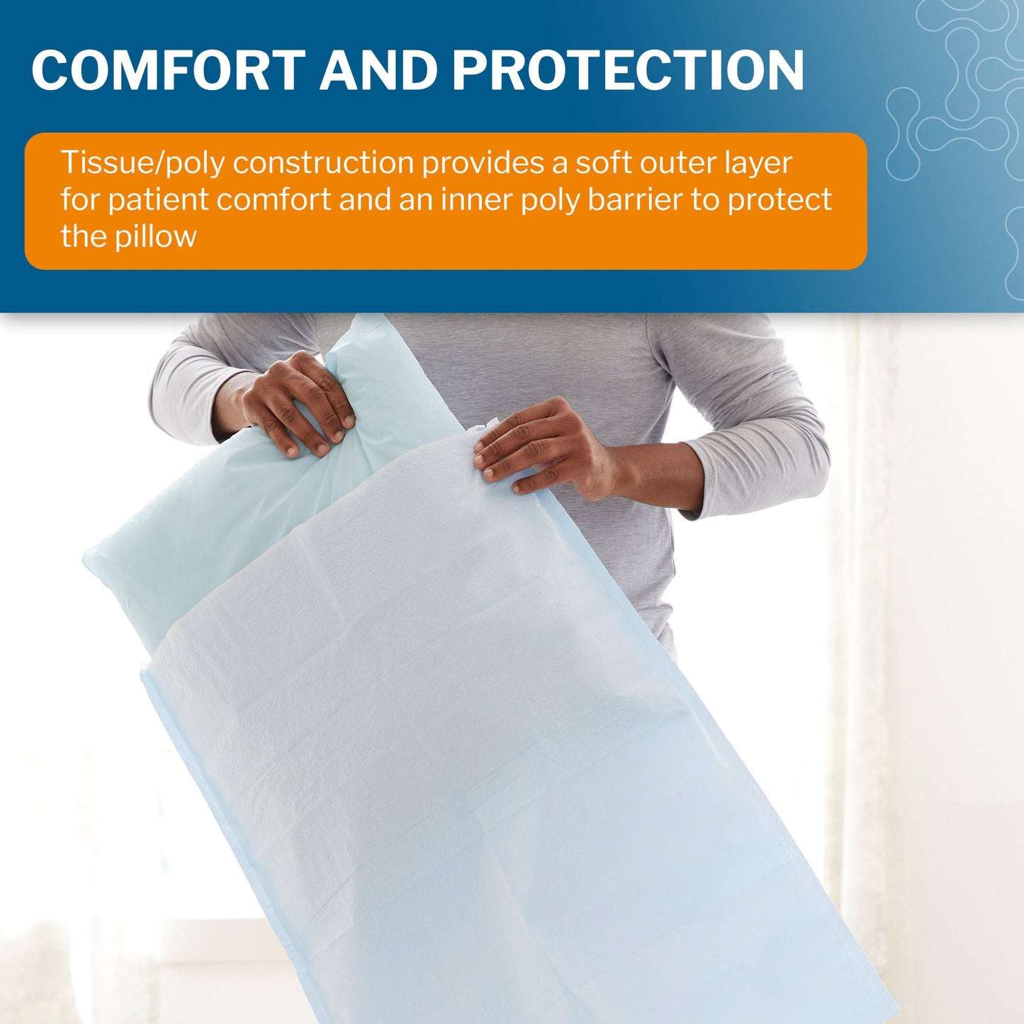 PILLOWCASE, DISP STD BLU 21"X30" (100/CS)