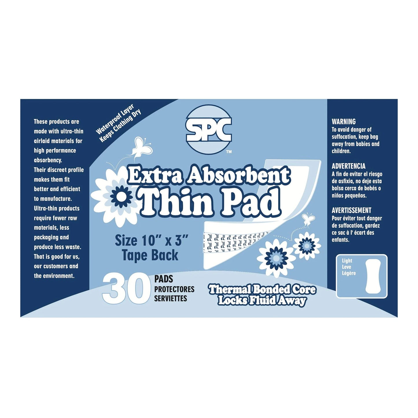 SPC Incontinence Liner, 12 Inch Length