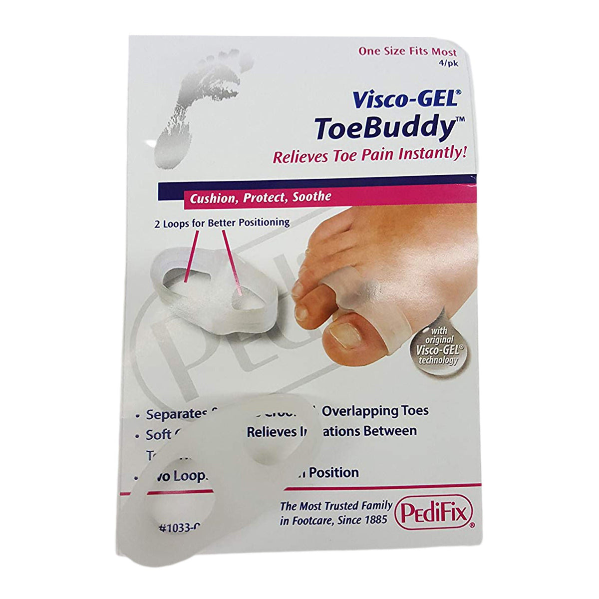 TOE SPACER, TOEBUDDY VISCO-GEL(4/PK)