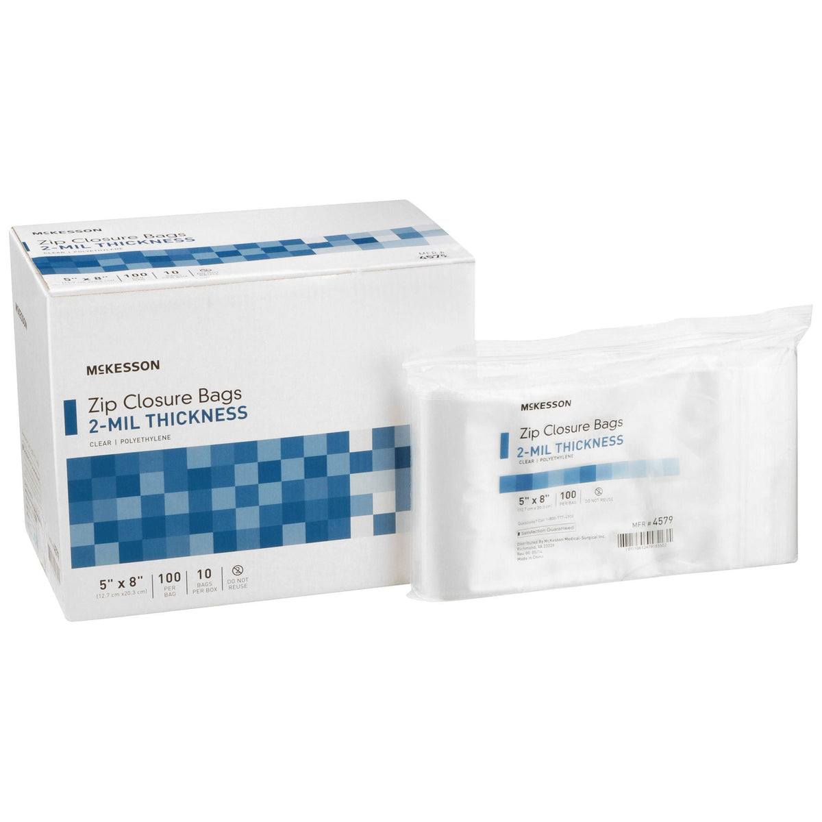 BAG, ZIP LOCK 5"X8" (100/PK 10PK/BX 4BX/CS)