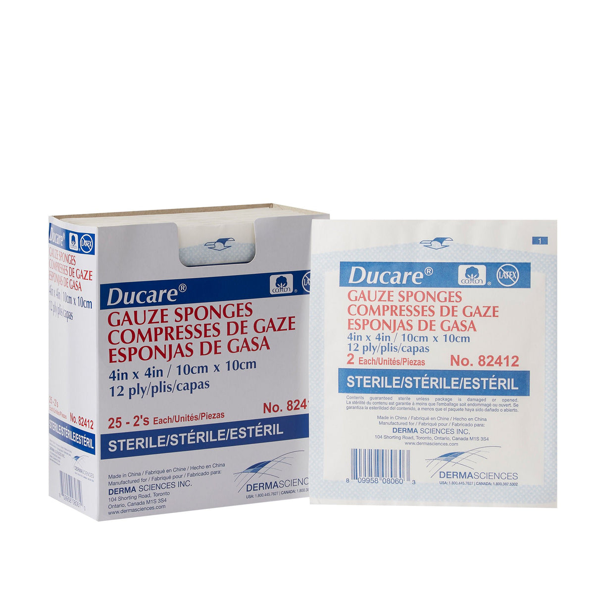 SPONGE, GAUZE 12PLY STR 2'S 4"X4" (25PK/BX 24BX/CS)