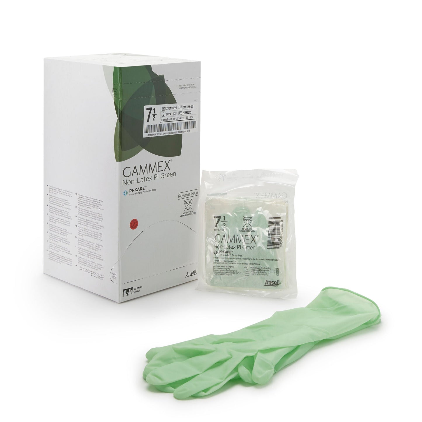 GLOVE, SURG PLYISO 7.5 STR2 SMTH CHEMO (50PR/BX 4BX/CS)