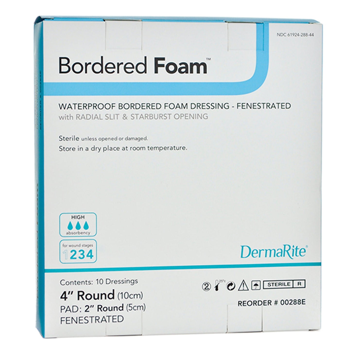 DRESSING, FOAM DERMARITE ROUNDBORDER 4" (10/BX)