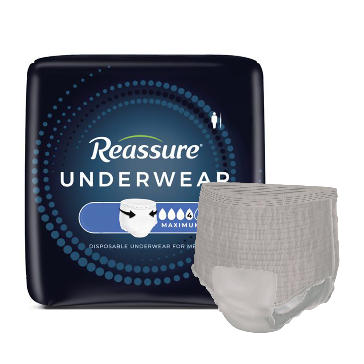 Reassure® Maximum Absorbent Underwear for Men, Medium – Heavy Absorbency, Large