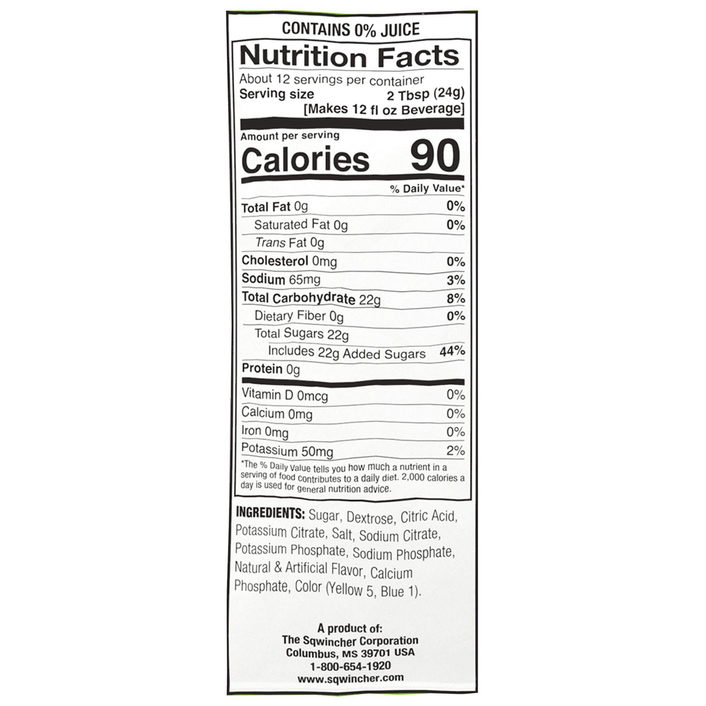 SQWINCHER, PDR MIX LMN LIME MAKES 1GL (20/BX 4BX/CS)