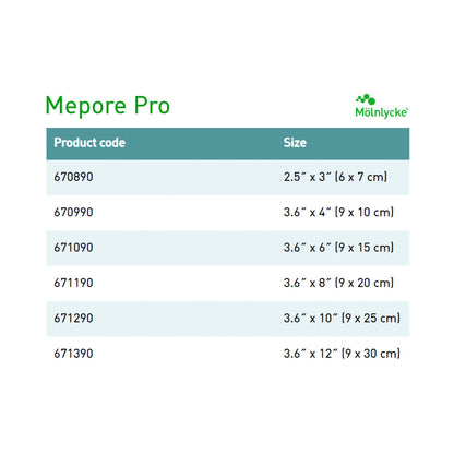 DRESSING, MEPORE PRO 9X15CM (40/BX 8BX/CS)