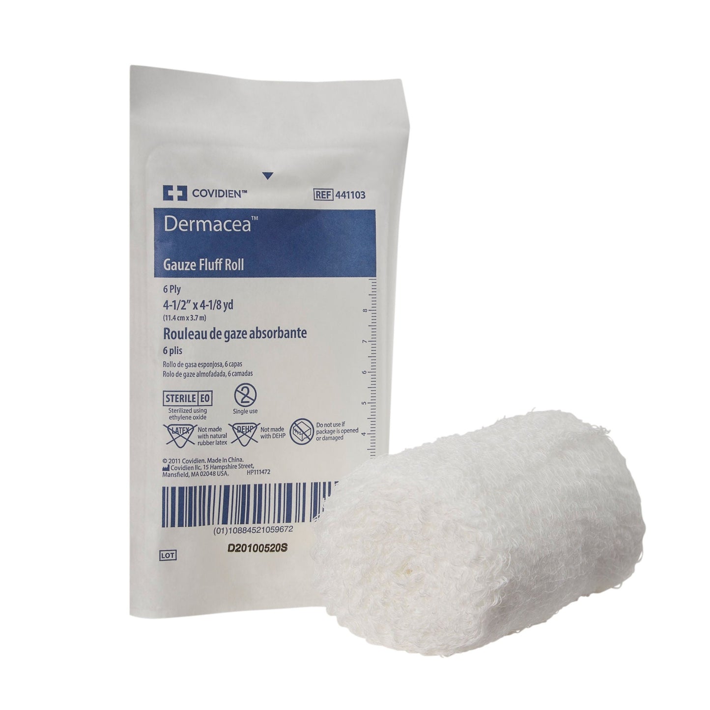 FLUFF, DERMACEA STR 4"X4YDS (60RL/CS) KENDAL