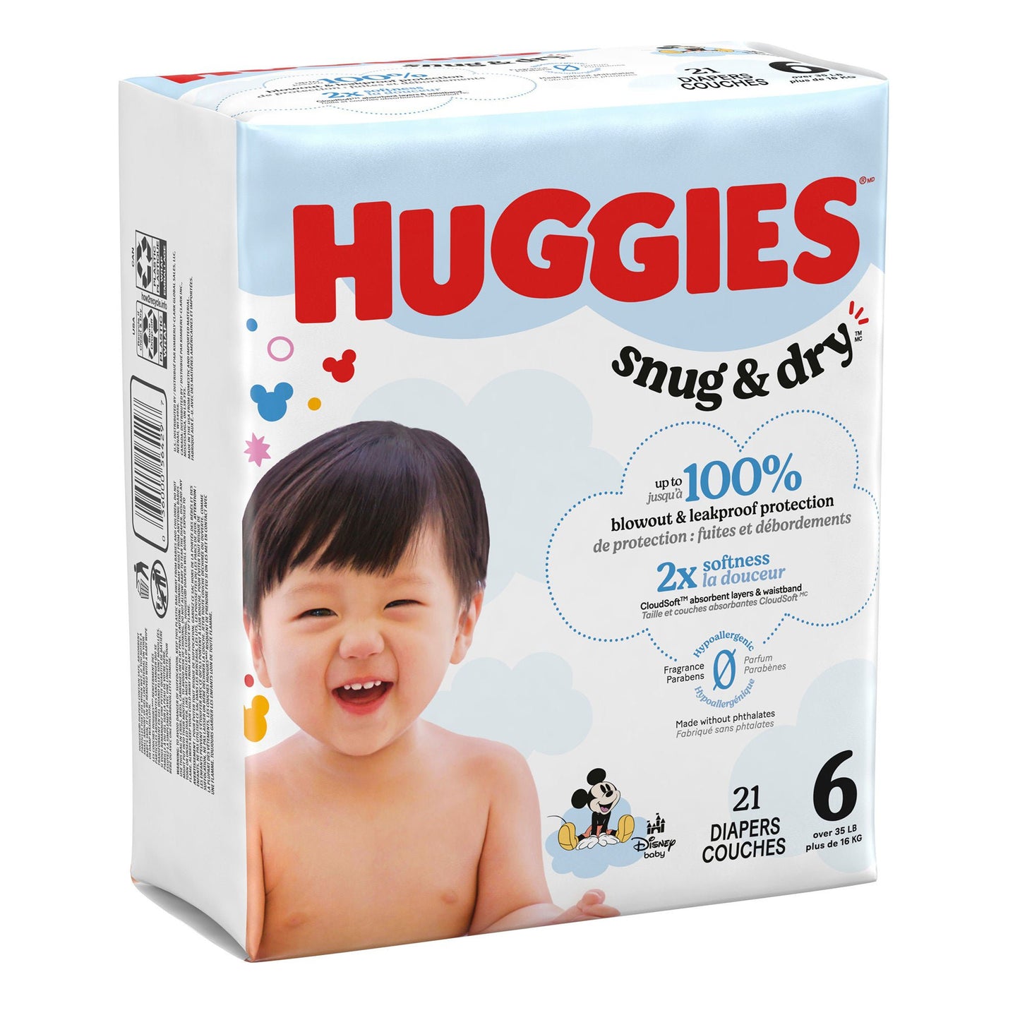 DIAPER, HUGGIES SNUG&DRY JUMBOPK SZ6 (21/PK 4PK/CS)