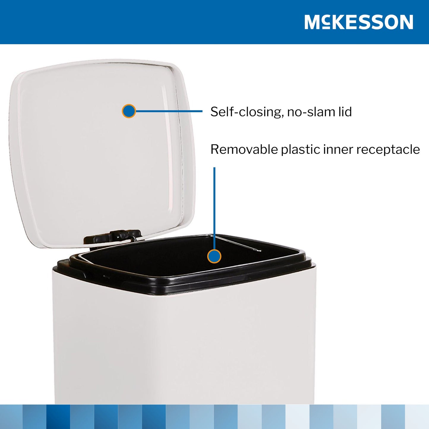 WASTECAN, STEP-ON SQ METAL WHT20QT