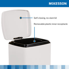 WASTECAN, STEP-ON SQ METAL WHT20QT