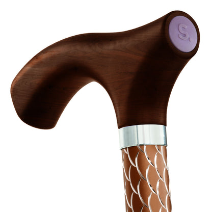 CANE, FOLDING WALKING STICK SWITCH STICKS ENGRAVED COGNAC