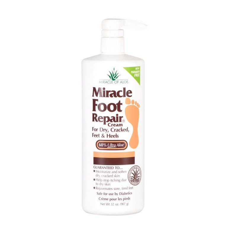 CREAM, MIRACLE FOOT REPAIR 60%ALOE W/PUMP 32OZ (12/CS)