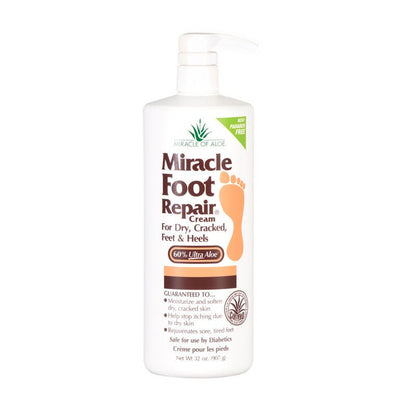 CREAM, MIRACLE FOOT REPAIR 60%ALOE W/PUMP 32OZ (12/CS)