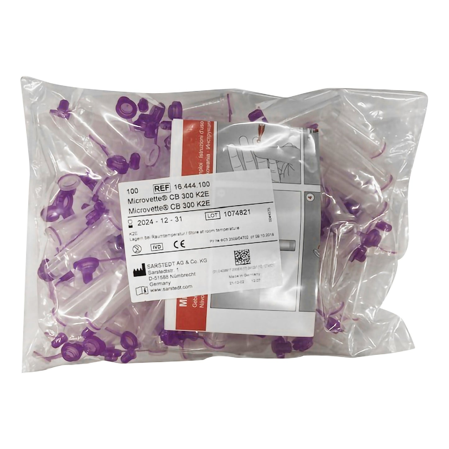 TUBE, CAPILLARY K2EDTA VLT 300UL POLY MICROVETTE (100/PK)