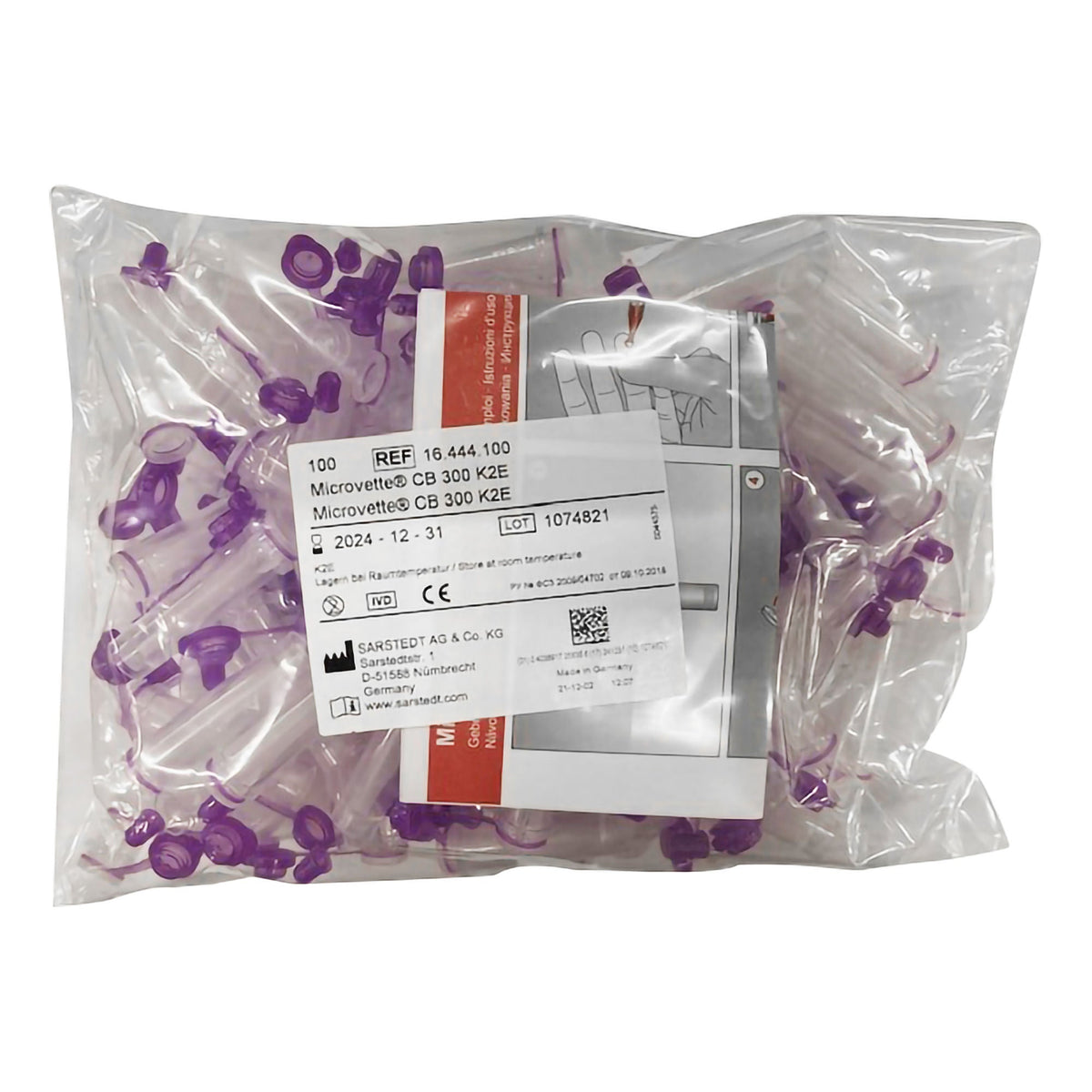 TUBE, CAPILLARY K2EDTA VLT 300UL POLY MICROVETTE (100/PK)