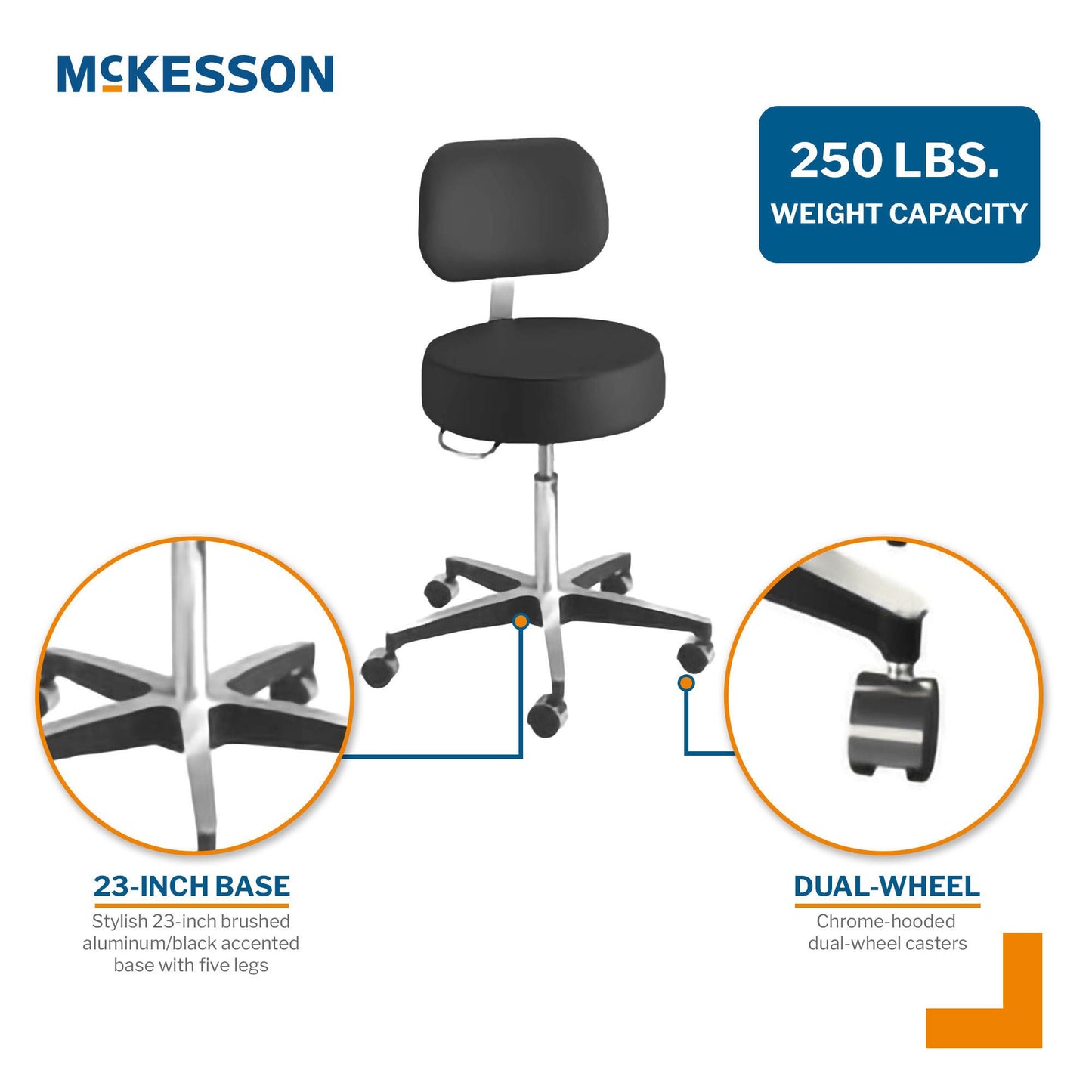 STOOL, EXAM PNEU 5LEG BCK BLK