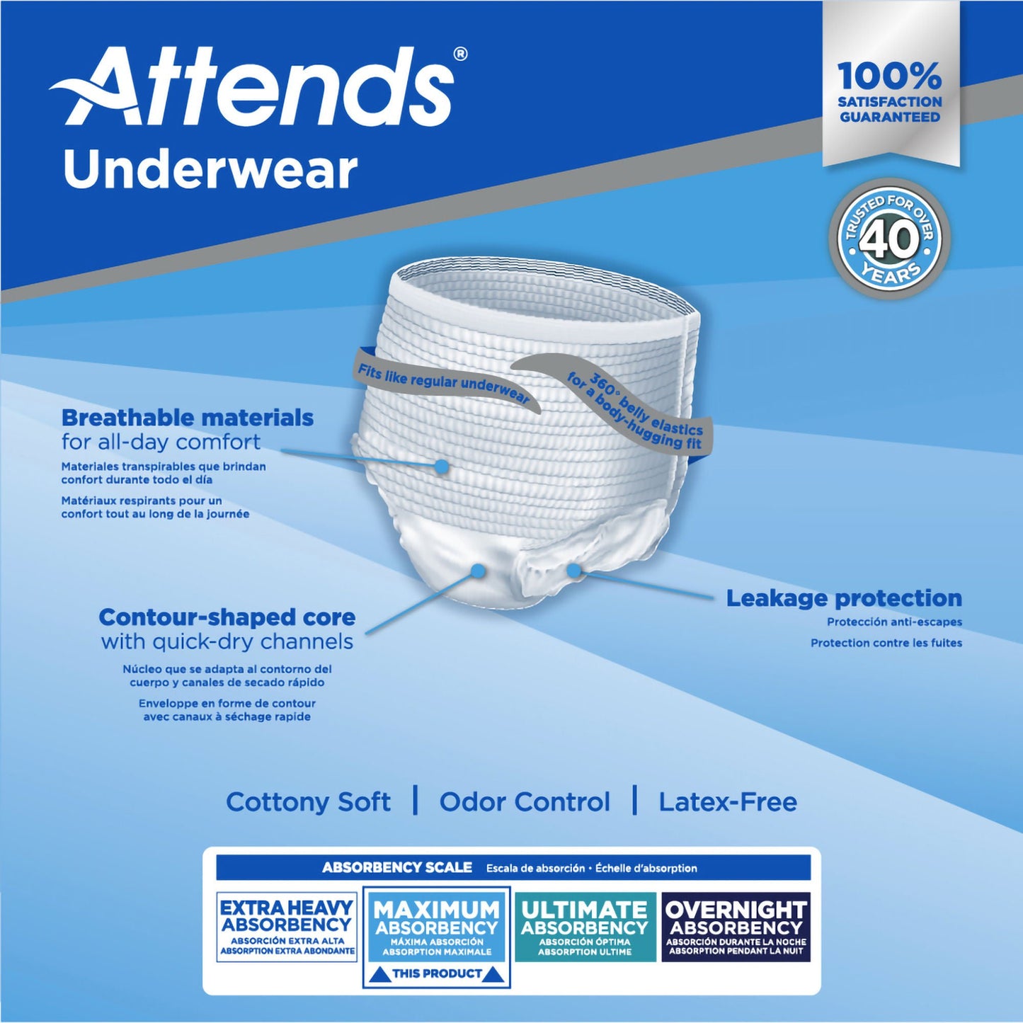 UNDERWEAR, ATTENDS MAX ABSRB LG (25/PK 4PK/CS)