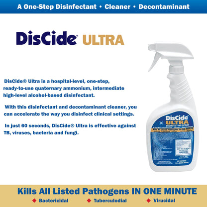 DISINFECTANT, ULTRA DISCIDE SPRAY 4NOZZLE 4 QT (12EA MIN)
