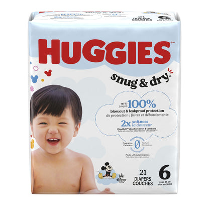 DIAPER, HUGGIES SNUG&DRY JUMBOPK SZ6 (21/PK 4PK/CS)