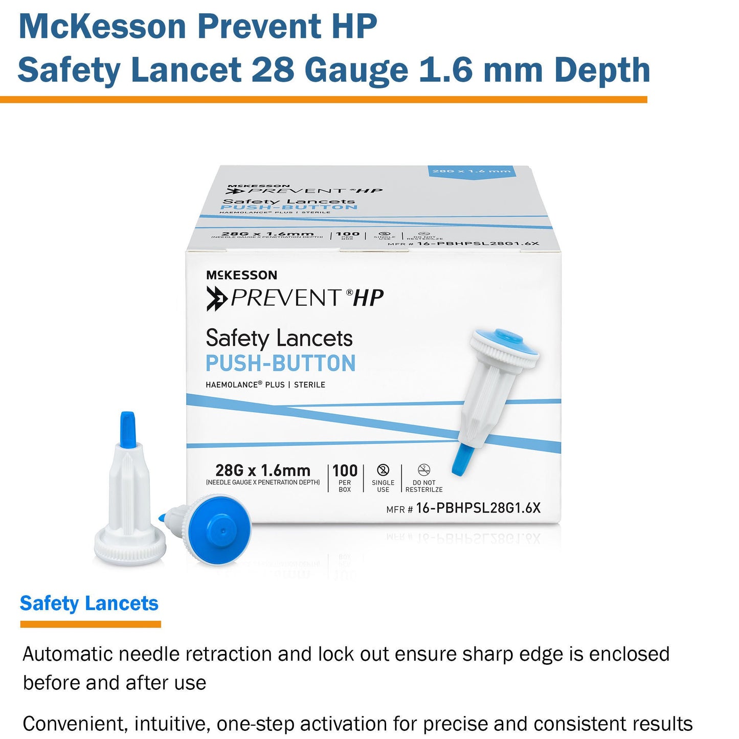 LANCET, HAEMOLANCE 28GX1.6MM (100/BX 20BX/CS)