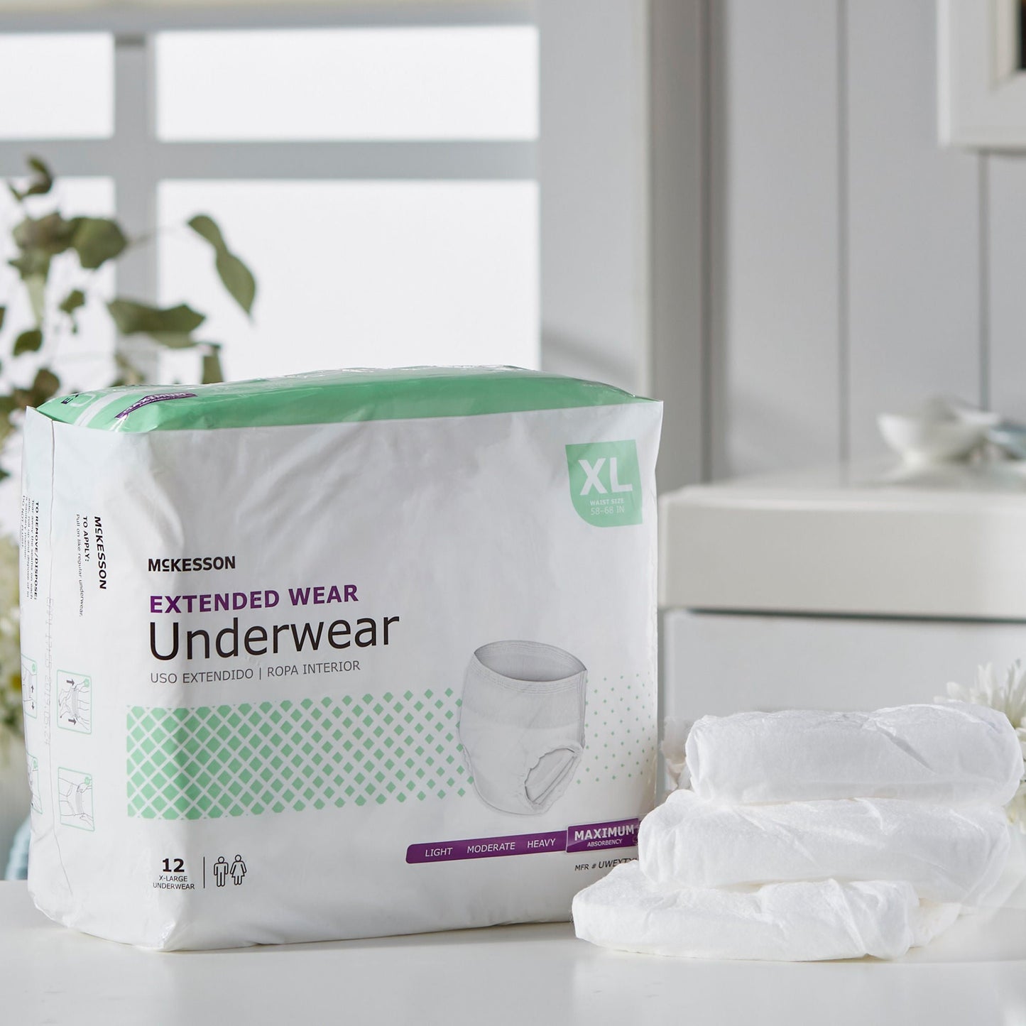 UNDERWEAR, EXTENDED WEAR XLG 58-68 (12EA/BG 4BG/CS)