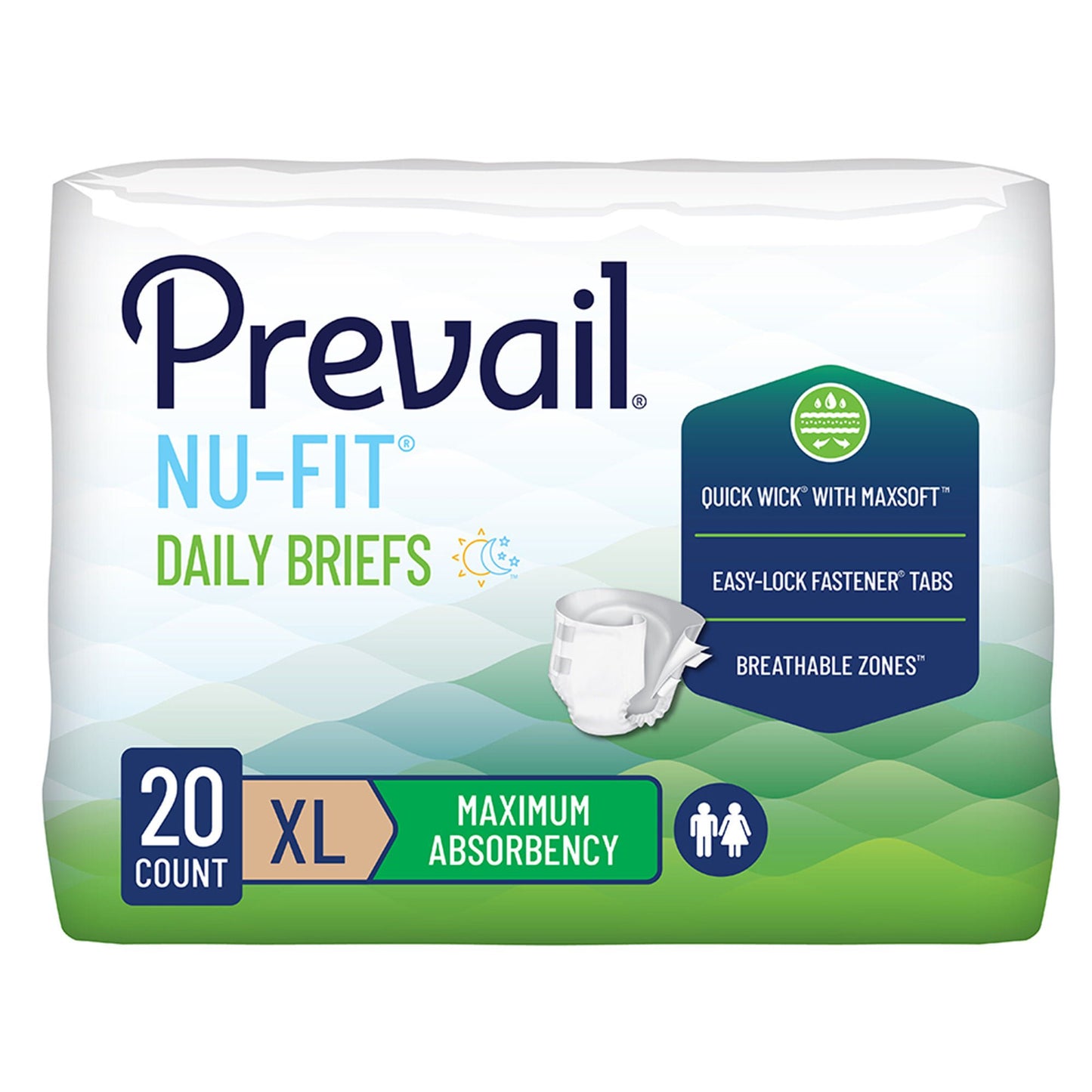 BRIEF, PREVAIL NUFIT MAX ABSRBADLT XLG (20/BG 4BG/CS)