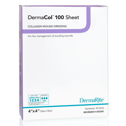 DRESSING, WOUND DERMACOL W/COLLAGEN 4"X4" (10/BX)