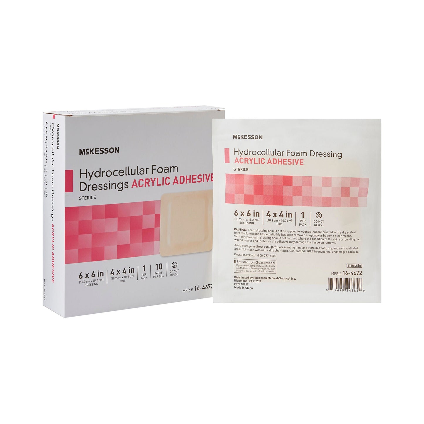DRESSING, HYDROCELLULAR ADH STR FOAM 6"X6" (10EA/BX 10BX/CS)