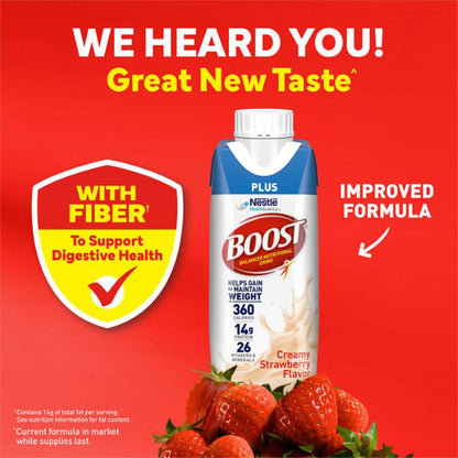 BOOST PLUS, CREAMY STRWBRY 8OZ(6/PK 4PK/CS)