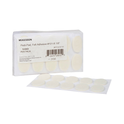 PEDI-PAD, FELT ADH WHT #101-REEGULAR 1/8" (100/PK 20PK/CS)