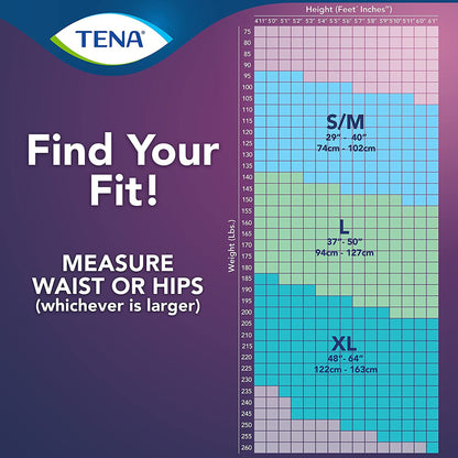 UNDERWEAR, WMN TENA LG 37-50 (16/BG 4BG/CS) (WAS 54900)