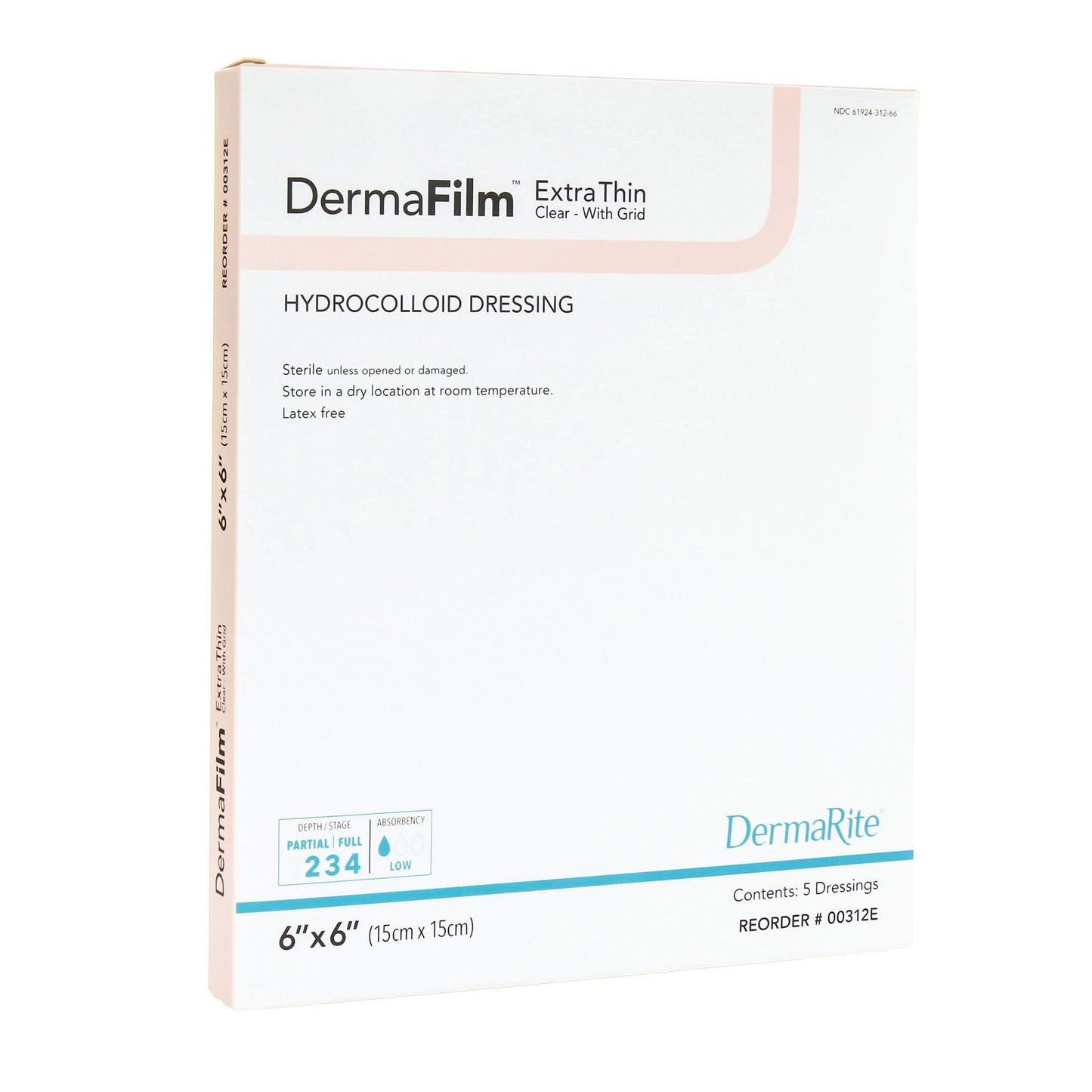 DRESSING, WND HYDROCOLLOID X-THIN 6"X6" (5/BX)