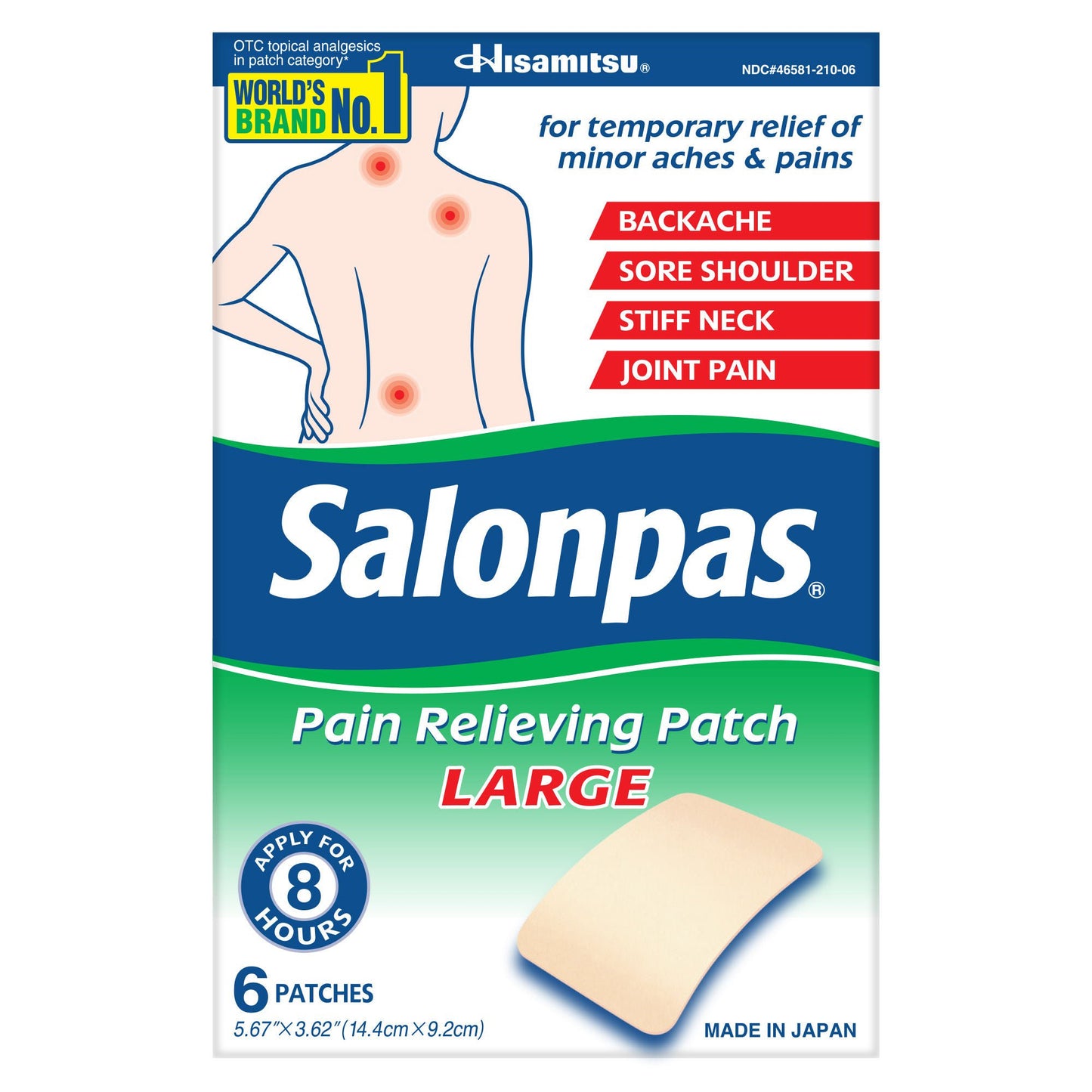 SALONPAS, PATCH PAIN RELIEVINGLG (6/EA 6/PK 12PK/CS)