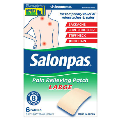 SALONPAS, PATCH PAIN RELIEVINGLG (6/EA 6/PK 12PK/CS)