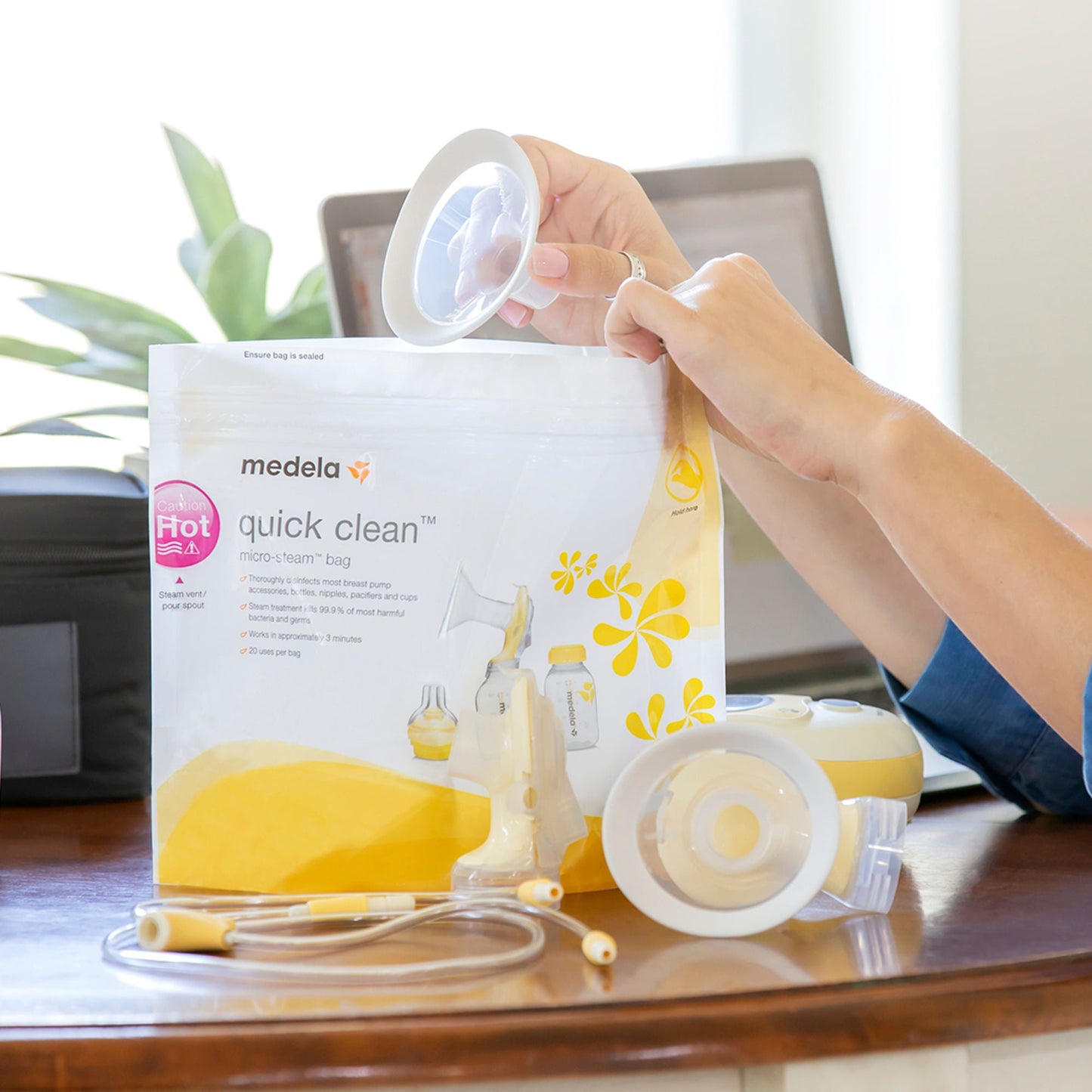 BAG, MICROWAVE STEAM QUICK CLEEAN F/BRST PMP (12/C