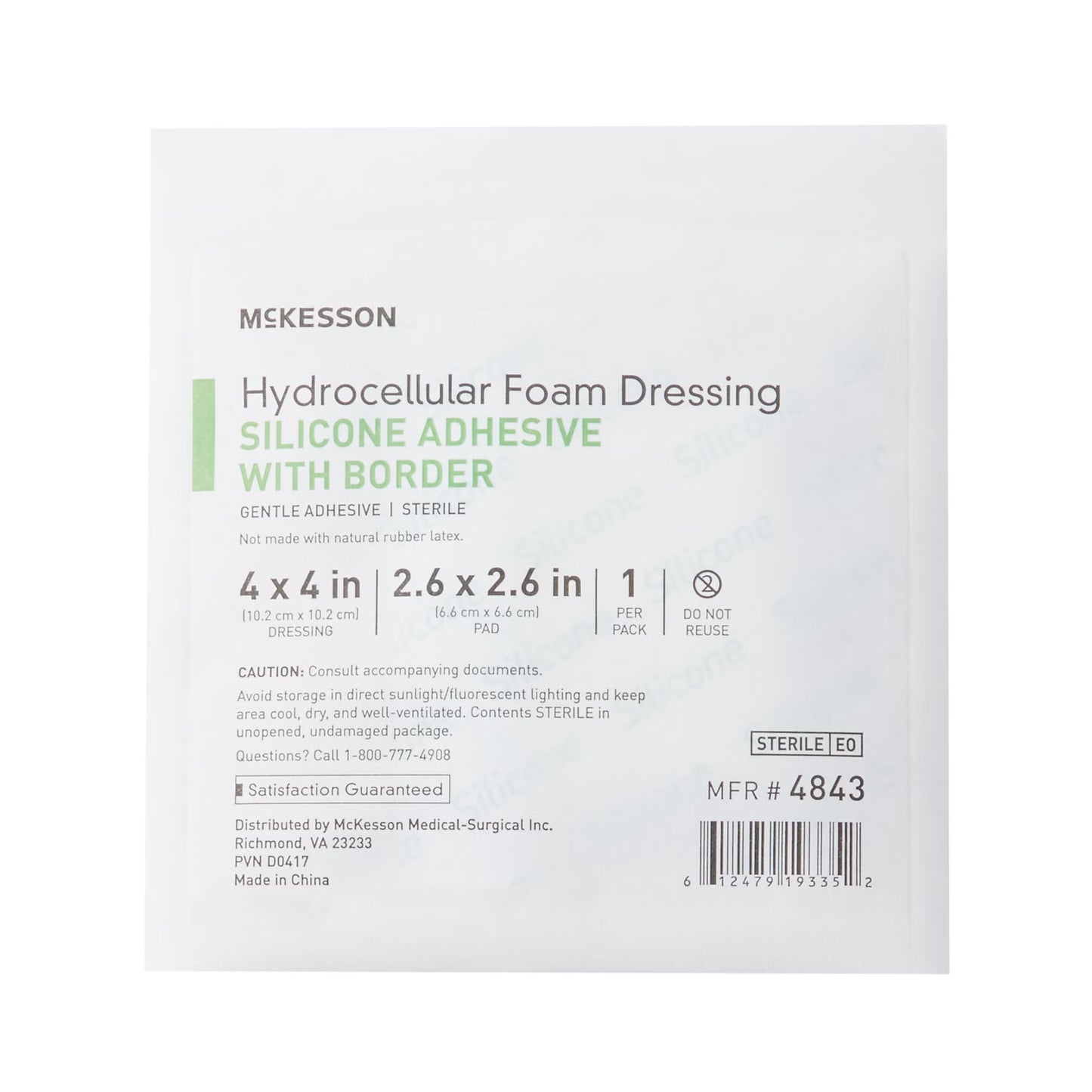 FOAM, ADH SIL W/BORDER 4"X4" (10/BX 20BX/CS)