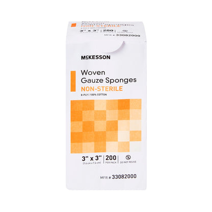 SPONGE, GAUZE 8PLY N/S 3"X3" (200/PK 20PK/CS)
