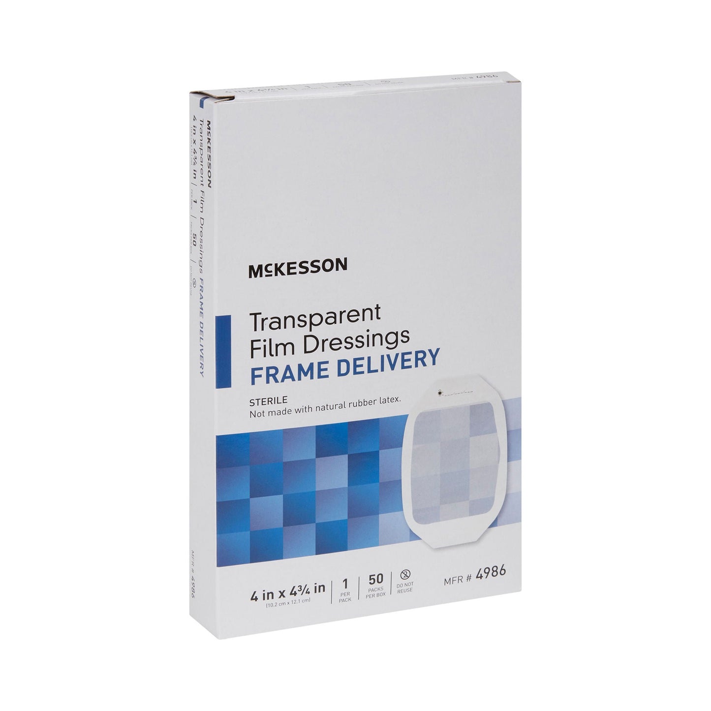 DRESSING, FILM TRANS W/FRM DELSTR 4"X4 3/4" (50/BX)
