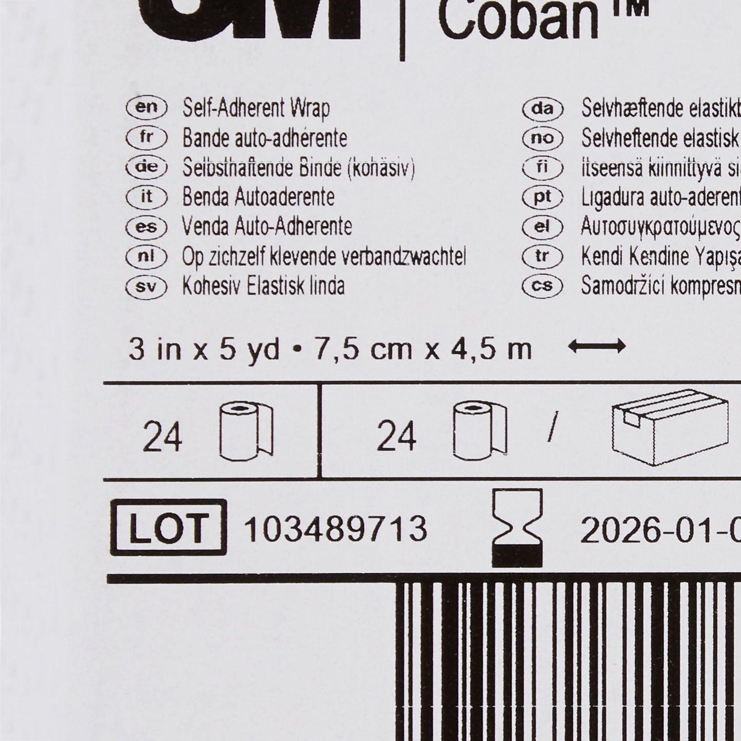 BANDAGE, COBAN ELAS TAN 3"X5YDS (24RL/CS) 3M